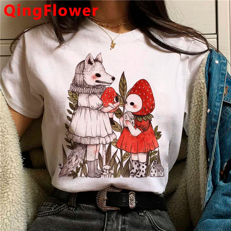 Kawaii Mushroom clothes women kawaii harajuku vintage t shirt graphic tees women streetwear