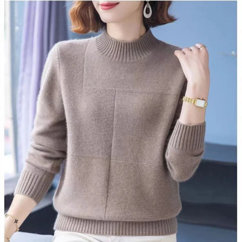 Pull Hiver Femme New Half High Collar Knitting Warm Sweater Clothes For Women Autumn Winter Wool Knitwears Bottoming Tops Female