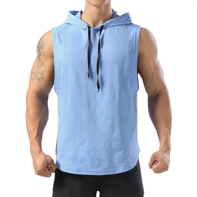 M-3XL Men's Tank Tops Vest Sleeveless Tees Hooded Male T Shirt Gym Exercise Sports Golf Shirt Korean Style Casual Solid Color