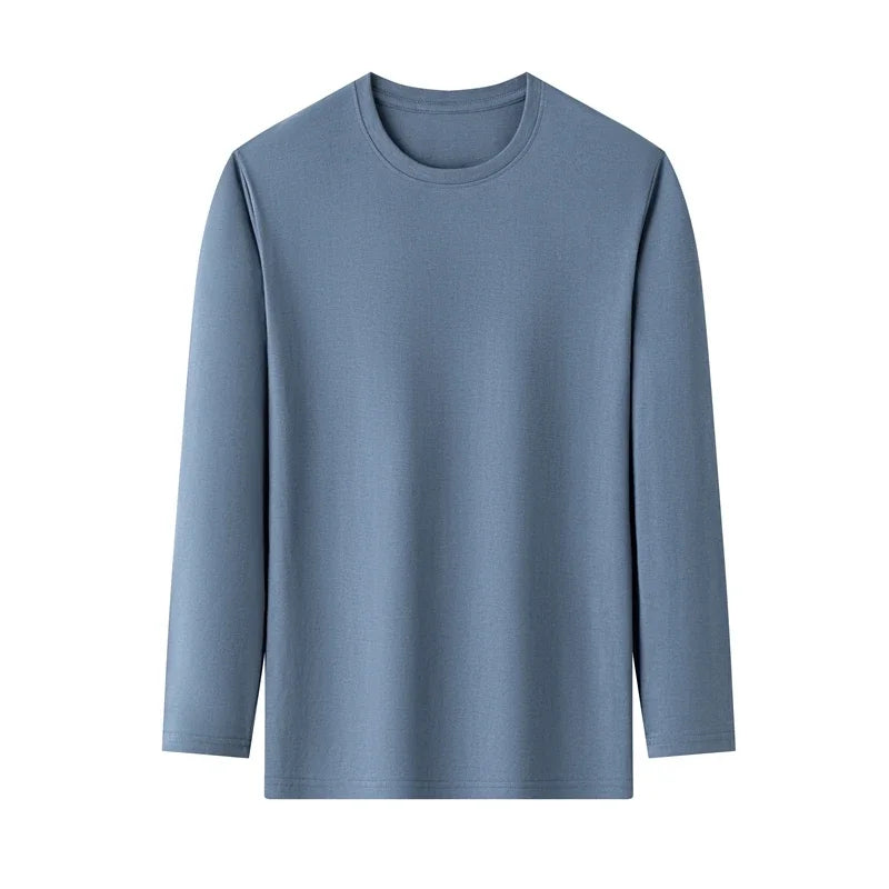 100% Cotton Long Sleeve T shirt For Men Solid Spring Casual Mens T-shirts High Quality Male Tops Classic Clothes Men's T-shirts