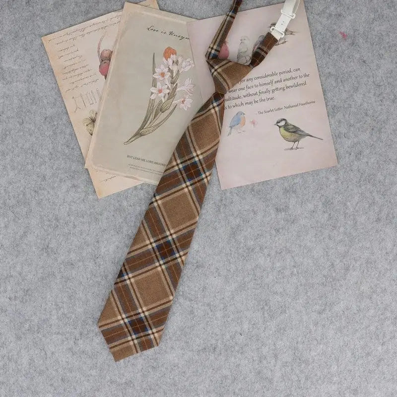 Lazy JK Ties Women Plaid Neck Tie Girls Japanese Style for White Shirts Uniform Cute Necktie Plaid School Boys Ties Accessories