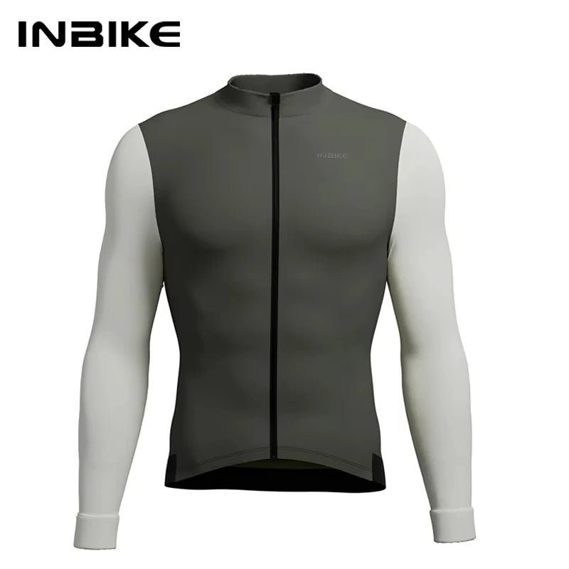 INBIKE Winter Cycling Clothing for Men Fleece Cycling Sets Long Sleeve Jersey with Pockets Long Bicycle Bib Pants for Road Bikes