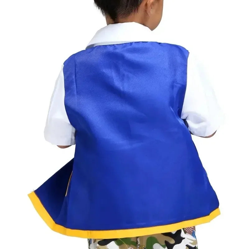 Cosplay Anime Ash Ketchum Clothes Men Blue Jacket Costume Boys Girls Cosplay for Carnival Party Trainer Cap Gloves Set