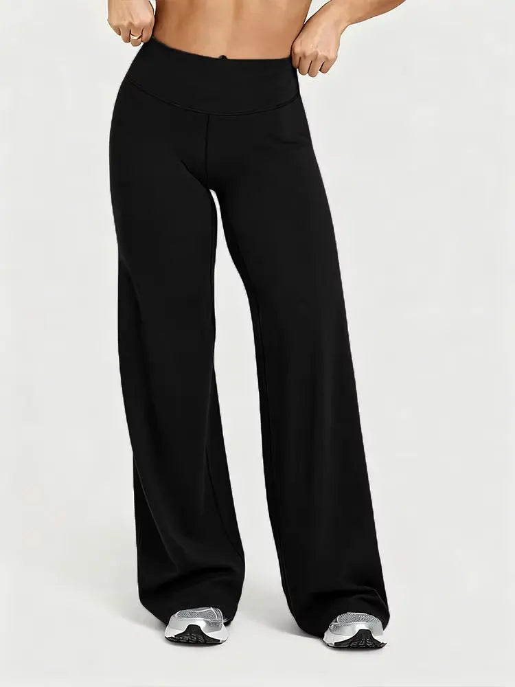 Women's Nude Feel Casual Straight Leg Pants Soft Slim Fit Wide Leg Yoga Trousers Running Gym Active Long Pants Plus Size Clothes