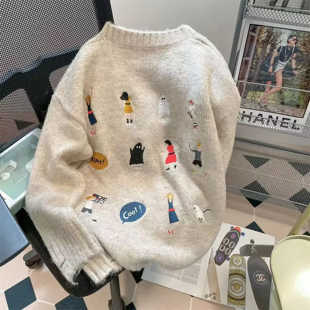 American Style Pullovers Women Lazy Chic Daily Casual Long Sleeve Ladies Comfortable Tops Streetwear Autumn Winter Clothes