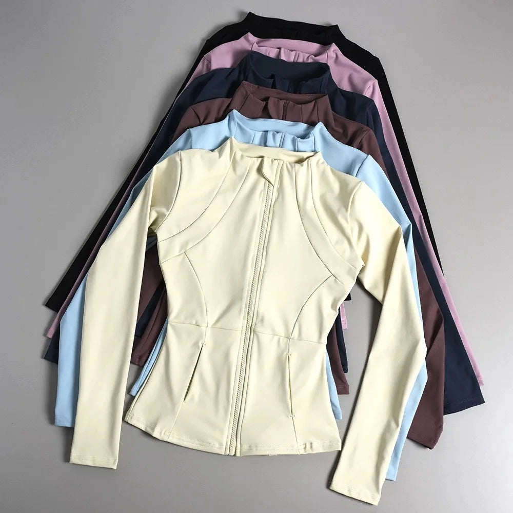 New yoga clothes for women, long sleeved running, fitness, slimming, versatile yoga jackets, training sports tops, jackets