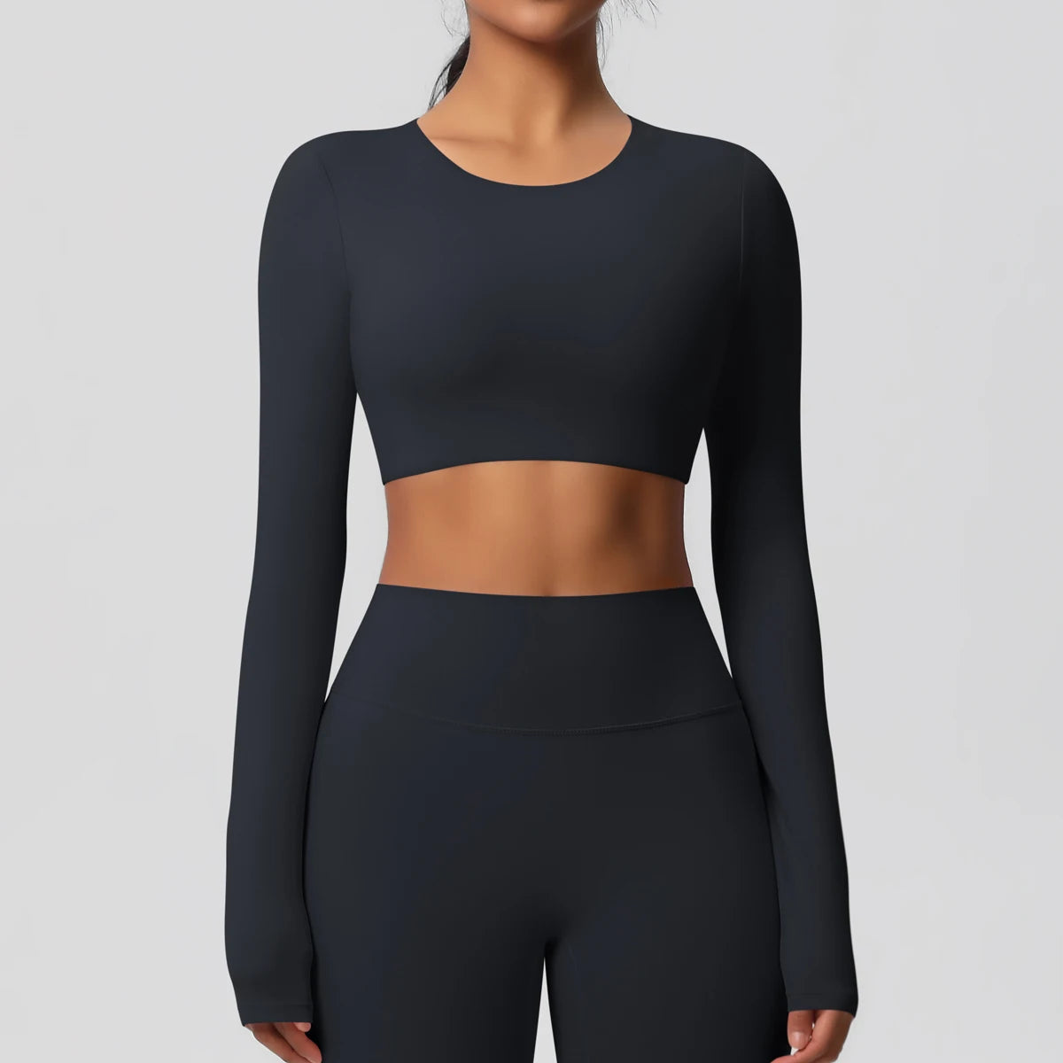 Yoga Shirts For Women Long Sleeve With Padded Fitness Running Gym Clothes Workout Dry Fit Breathable High Elastic Sports Top