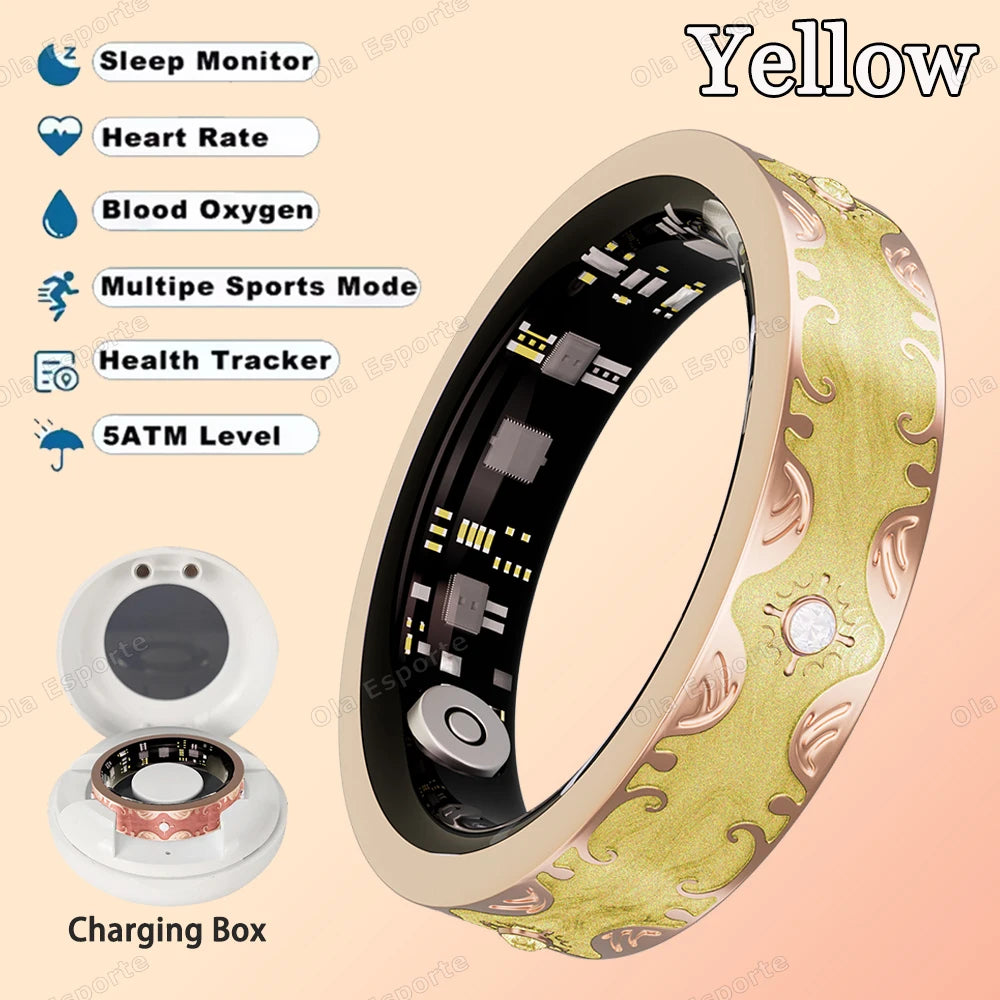 New Diamond Fashion Various Colors Available Women Smart Ring With Box Waterproof Lady ring Heart Rate Health Monitor Sport Ring