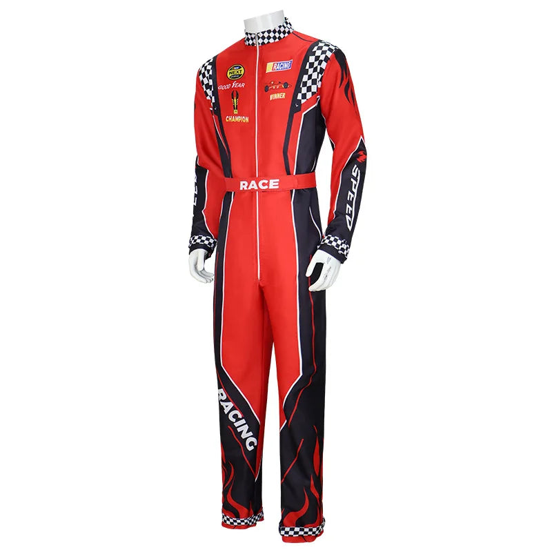 Adult Kids Racer Cosplay Costume Red Classic One-Piece Training Racing Uniform Suit Children Men Karting Jersey Clothing