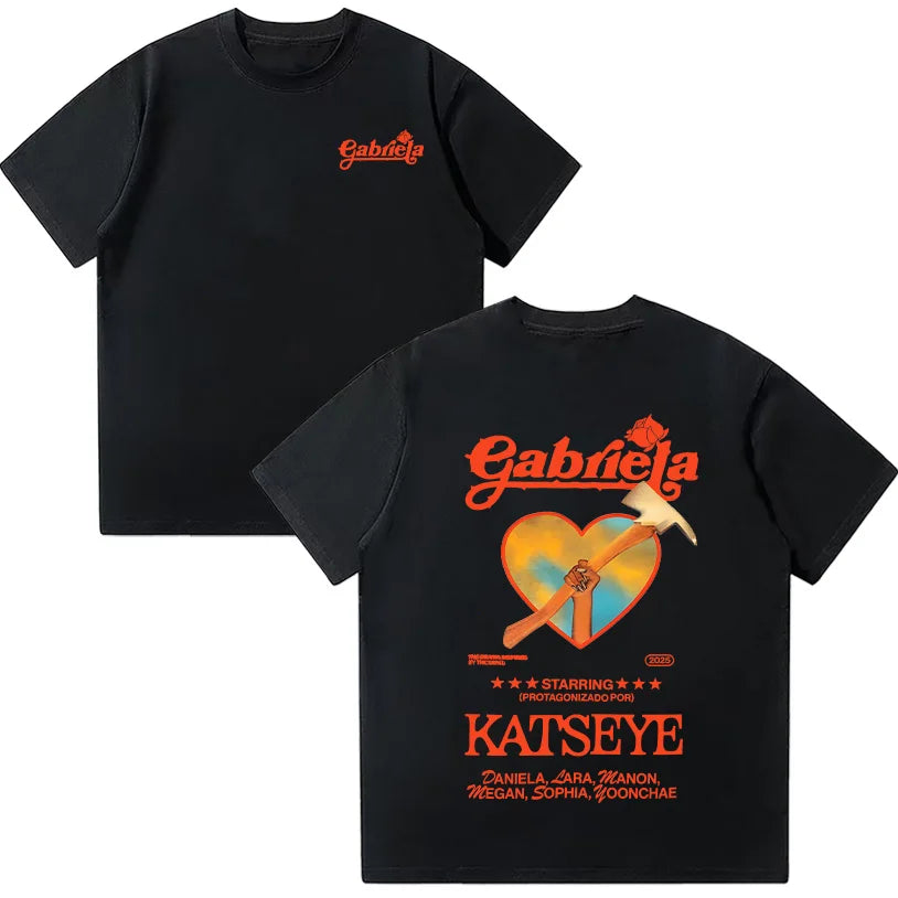 Top Fashion O-neck High Street Tshirt Clothes Katseye Gabriela Summer T Shirts Women Short Sleeve Aesthetic Clothes