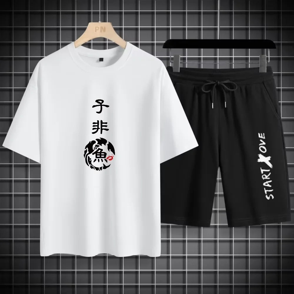Summer Quick Drying Men's Sets Fashion tracksuits Casual Breathable Short Sleeve 3D Printed Sports T-shirt+Shorts Basketball Set