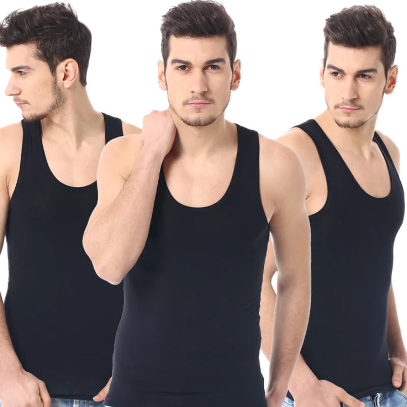 1 Pack Four Seasons Men's Cotton Joker Vest Teenagers Simple Fit Sports Fitness T-shirt Middle-aged Casual Sleeveless Shirt