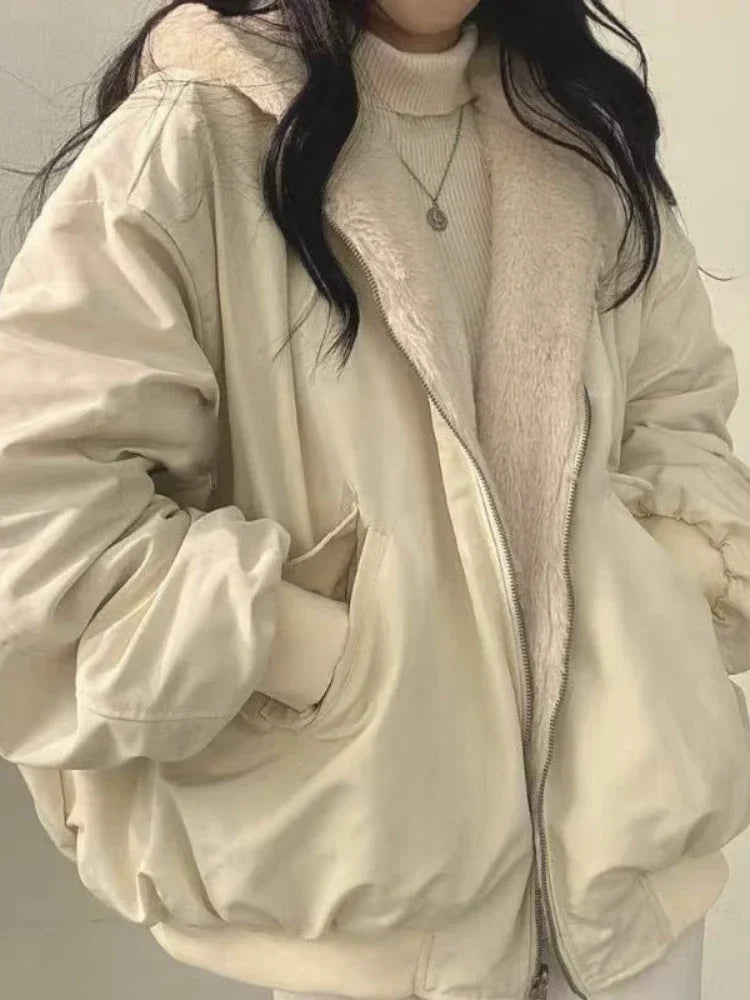New in Jackets for Women Thick Warm Parkas Oversized Double Sided Hooded Korean Fashion Casual Loose Zip Up Coat Female Clothes
