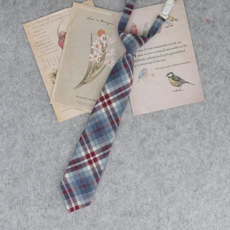 Lazy JK Ties Women Plaid Neck Tie Girls Japanese Style for White Shirts Uniform Cute Necktie Plaid School Boys Ties Accessories