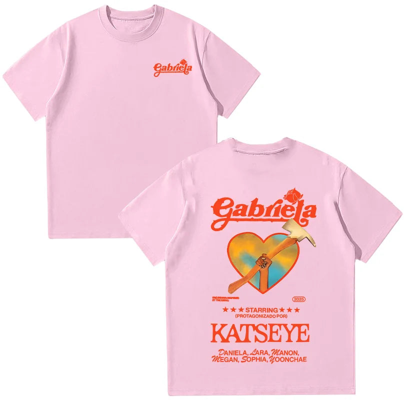 Top Fashion O-neck High Street Tshirt Clothes Katseye Gabriela Summer T Shirts Women Short Sleeve Aesthetic Clothes