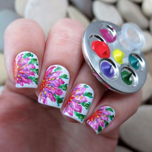 Nail Art Ring Palette Free Hand Manicure Finger Palette Nail Makeup Mixing Palette