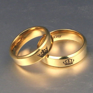 His Queen and Her King Titanium Steel Couple Ring Lovers Romantic Gift Jewelry