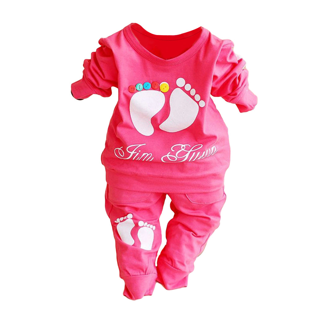 2 Pc. Set (Shirt+Pants)  Cute Footprint Baby Newborn Clothing Outfit