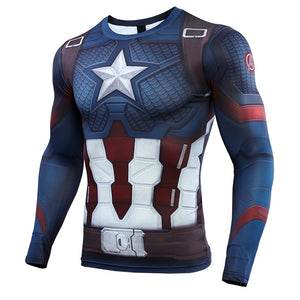 Avengers: Endgame Captain America Workout Compression Shirt - Long Sleeve