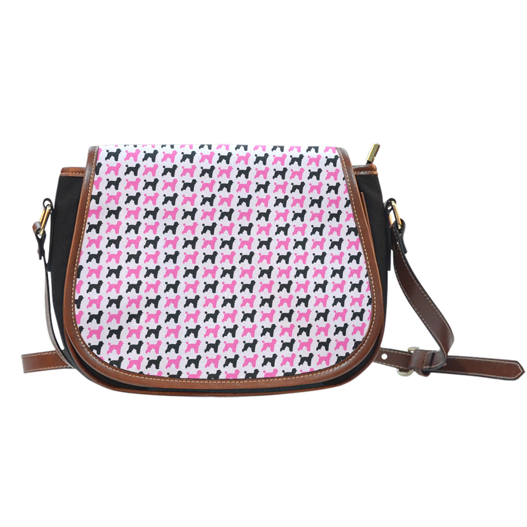Pink Poodle Dog Canvas Saddle Bag