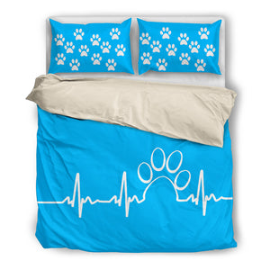 Paw heartbeat bedding duvet-light blue