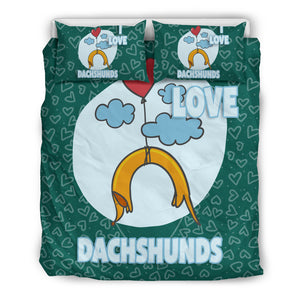 Love duchshunds dark green bedding set