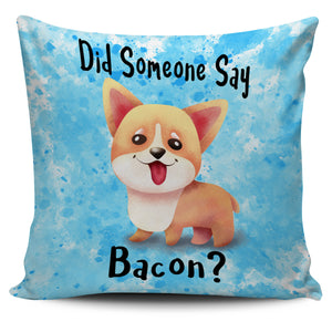 Did Someone Say Bacon Corgi Dog Pillow Set Grey, Purple, Lilac and Blue