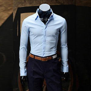 Men's slim business long sleeve shirt