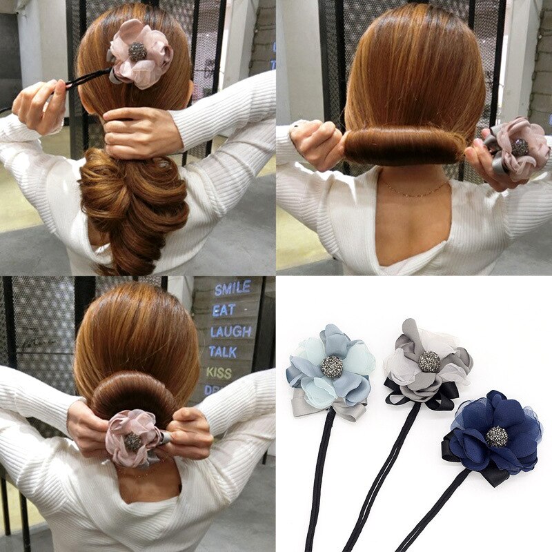 Women Wild Hair Ring Pearl Flower Magic Bun Maker Girl Hair Feeder DIY Hairstyle Headband Hair Making Tools Hair Accessories