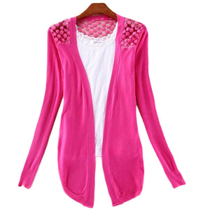 Women’s Lace Sweet Candy Color Crochet Knit Blouse Top Coat Sweater Cardigan