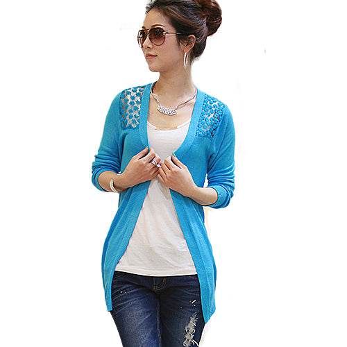 Women’s Lace Sweet Candy Color Crochet Knit Blouse Top Coat Sweater Cardigan