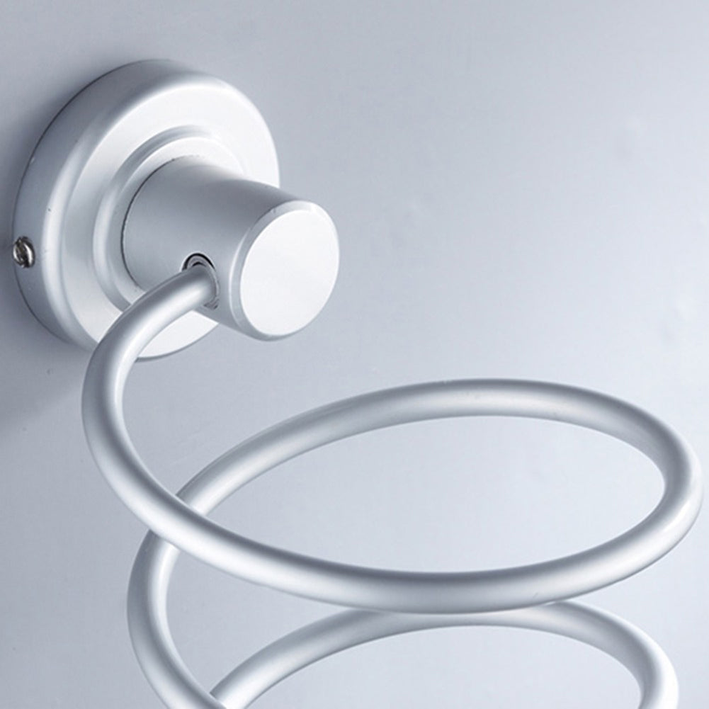 Aluminum Spiral Hair Dryer Holder Stand Bathroom Blower Storage Shelf Wall Rack
