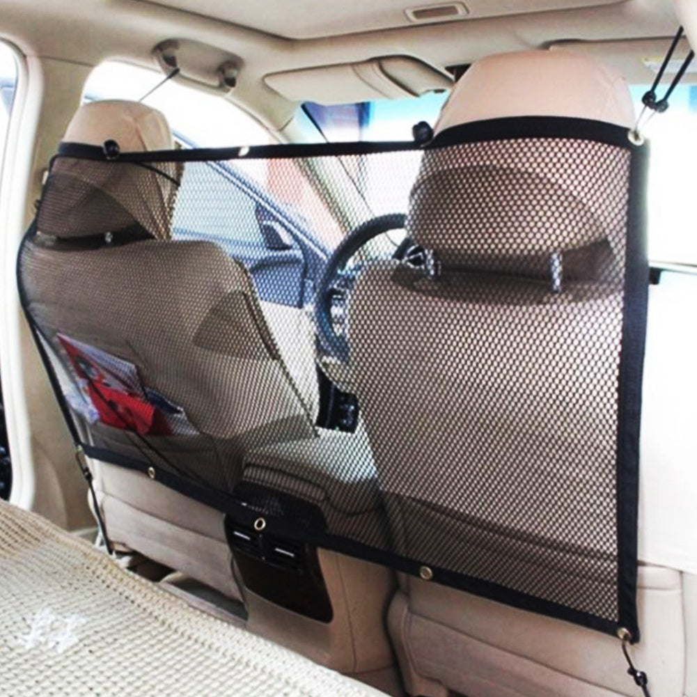 Durable Car Universal Back Seat Dog Pet Barrier Mesh Safety Net Guard with Belt