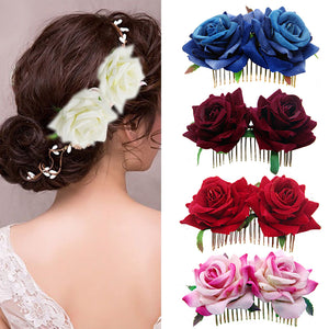 Rose Hairpin Bridesmaid Wedding Women Hair Accessory Bridal Flower Hair Comb