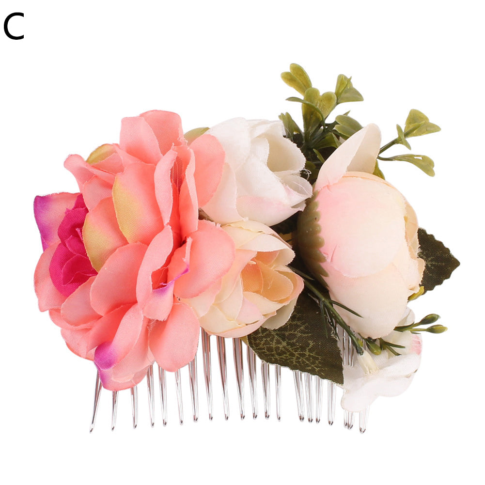 Fashion Women Artificial Flower Hairpin Haircomb Wedding Bridal Hair Accessories