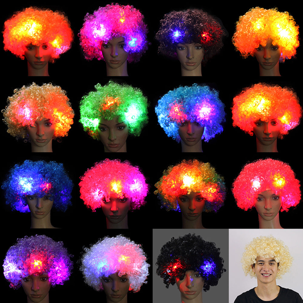 Afro Big Hair 5 Pcs LED Flashing Unisex Light Full Wig Night Cosplay Accessories