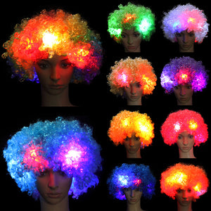 Afro Big Hair 5 Pcs LED Flashing Unisex Light Full Wig Night Cosplay Accessories