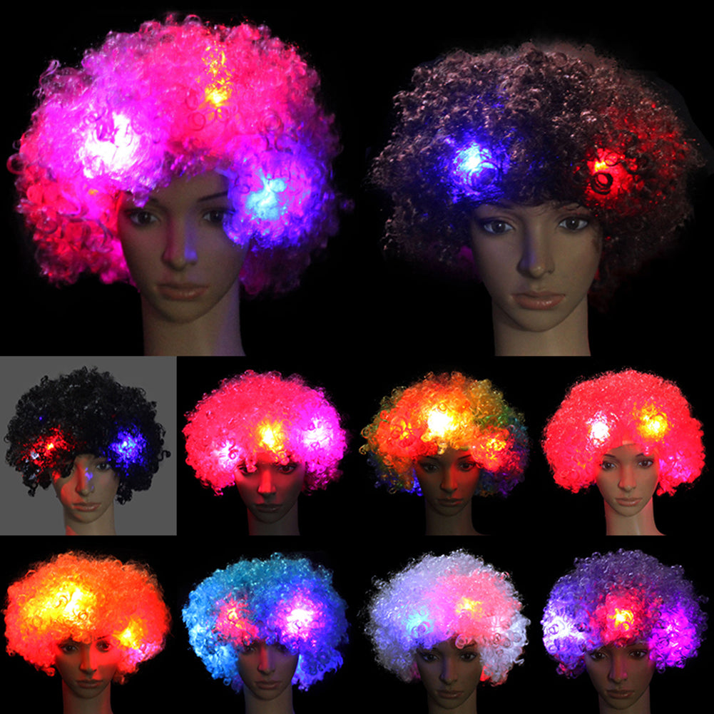 Afro Big Hair 5 Pcs LED Flashing Unisex Light Full Wig Night Cosplay Accessories