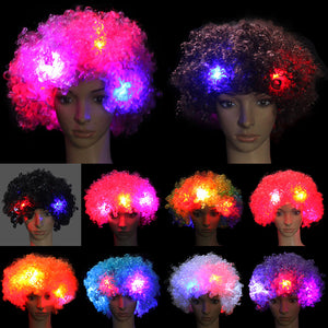 Afro Big Hair 5 Pcs LED Flashing Unisex Light Full Wig Night Cosplay Accessories