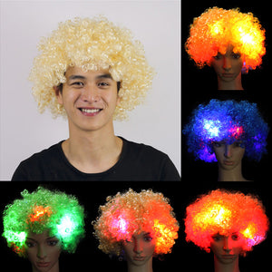 Afro Big Hair 5 Pcs LED Flashing Unisex Light Full Wig Night Cosplay Accessories