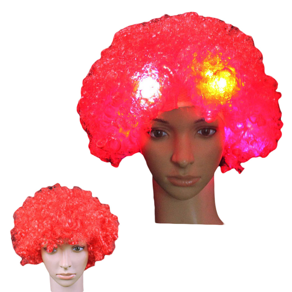 Afro Big Hair 5 Pcs LED Flashing Unisex Light Full Wig Night Cosplay Accessories