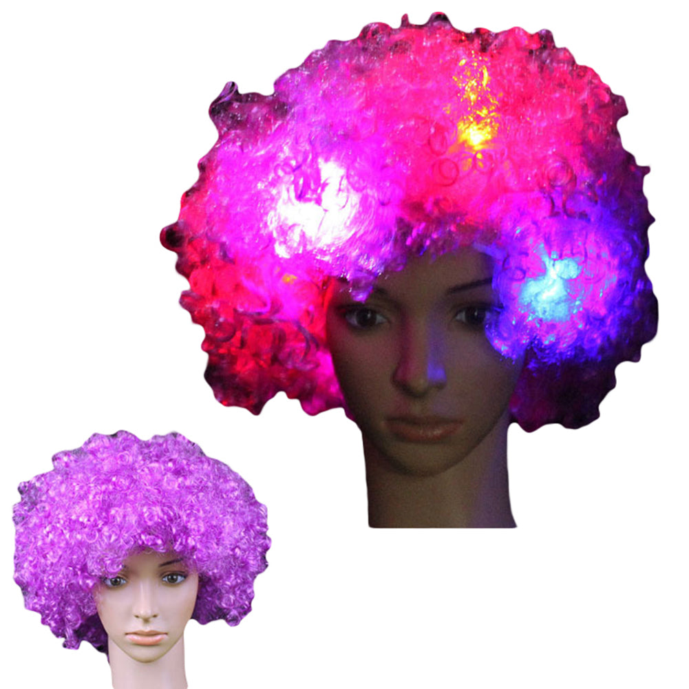 Afro Big Hair 5 Pcs LED Flashing Unisex Light Full Wig Night Cosplay Accessories