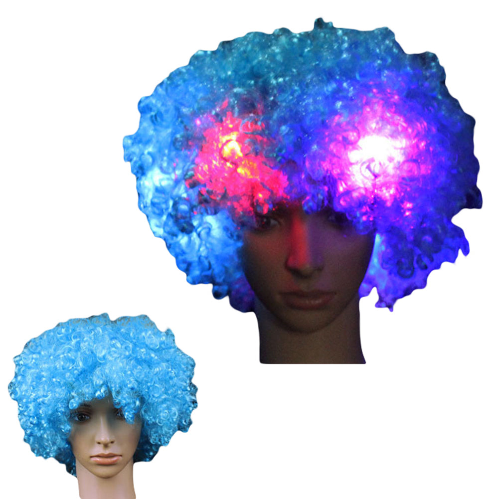 Afro Big Hair 5 Pcs LED Flashing Unisex Light Full Wig Night Cosplay Accessories