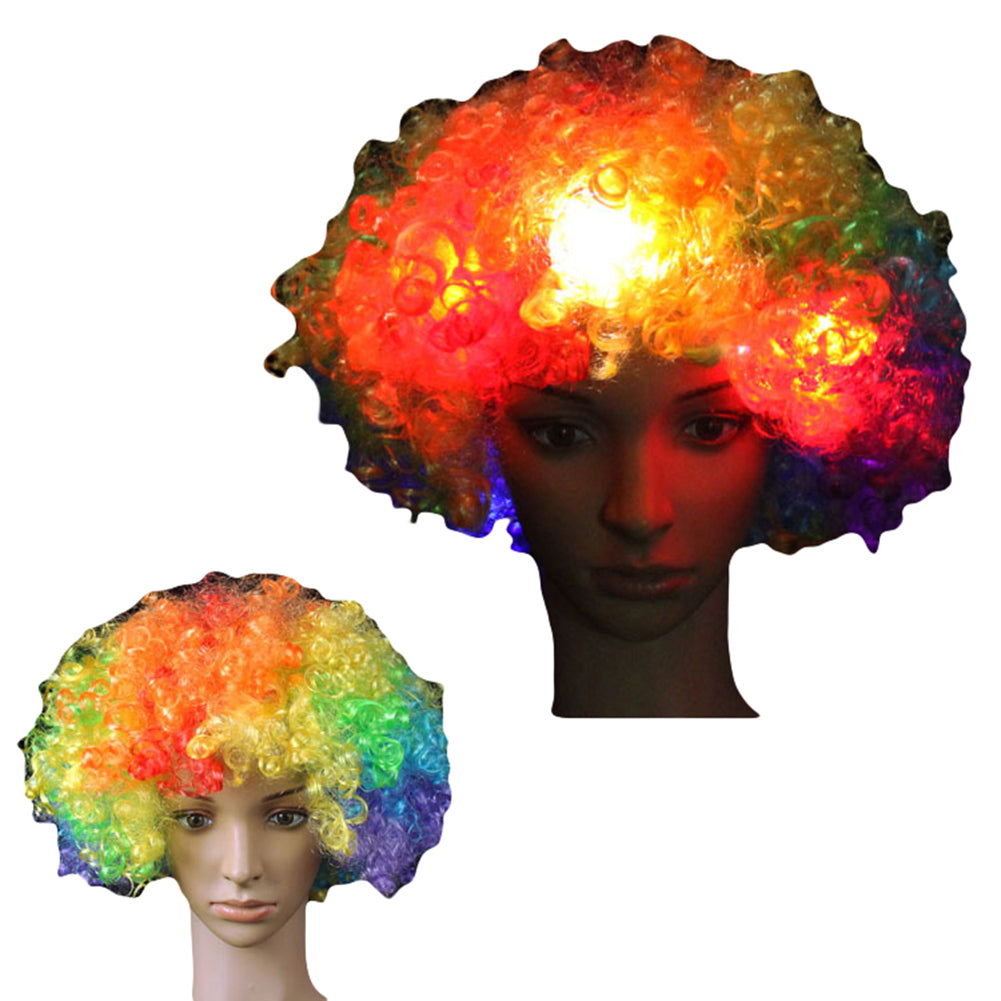 Afro Big Hair 5 Pcs LED Flashing Unisex Light Full Wig Night Cosplay Accessories