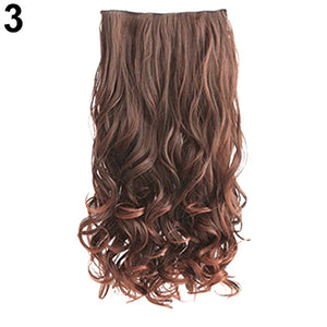 Women Clip in Hair Extensions Long Wavy Curly Hair 5 Clips Synthetic Wigs