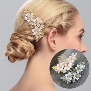 Wedding Bridal Flower Rhinestone Hair Pin Clip Bridesmaid Side Comb Jewelry
