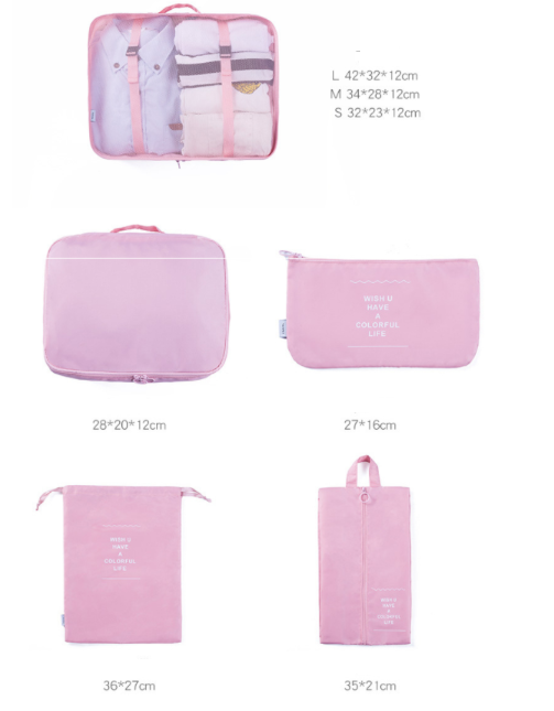 7pcs/set Luggage Organizer Bag Large Waterproof Travel Accessories Polyester Packing Cubes Organiser For Clothing Storage Bags