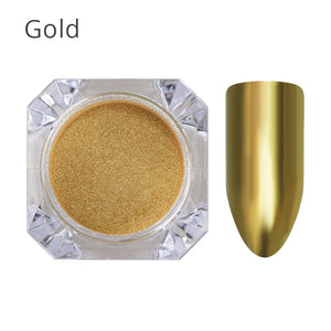 Mirror Nail Art Pigment Powder Nail Glitters Metallic Color Nail Art UV Gel Polishing Rose Gold Silver Decoration