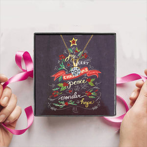 Joy Merry Christmas Peace Wonder Hope Gift Box + Necklace (5 Options to choose from)