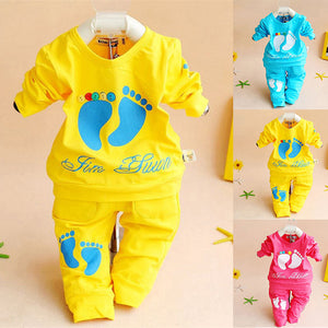 2 Pc. Set (Shirt+Pants)  Cute Footprint Baby Newborn Clothing Outfit